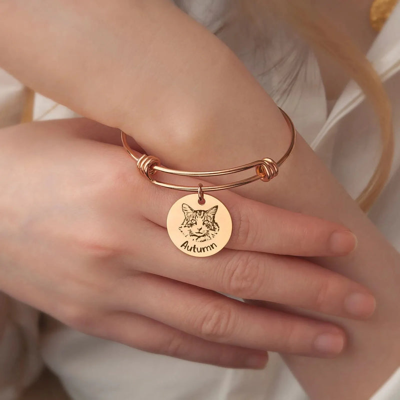 Pet Bracelet Personalized - Dog Bracelet Pet Memorial Jewelry - Pet Portrait Custom Gift for Pet Lover Pet Loss Gift