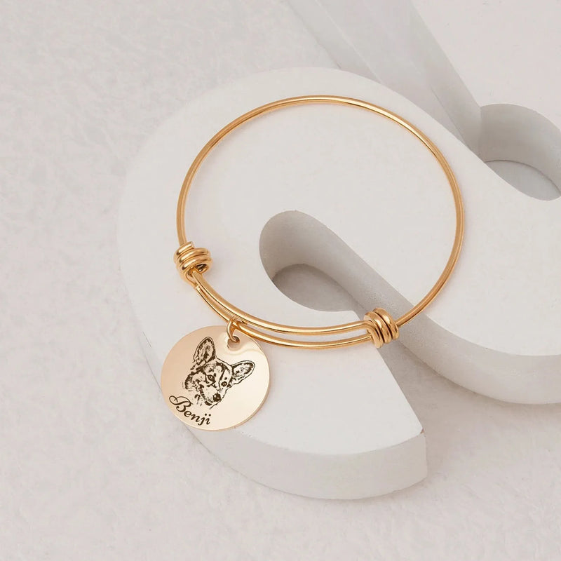 Pet Bracelet Personalized - Dog Bracelet Pet Memorial Jewelry - Pet Portrait Custom Gift for Pet Lover Pet Loss Gift