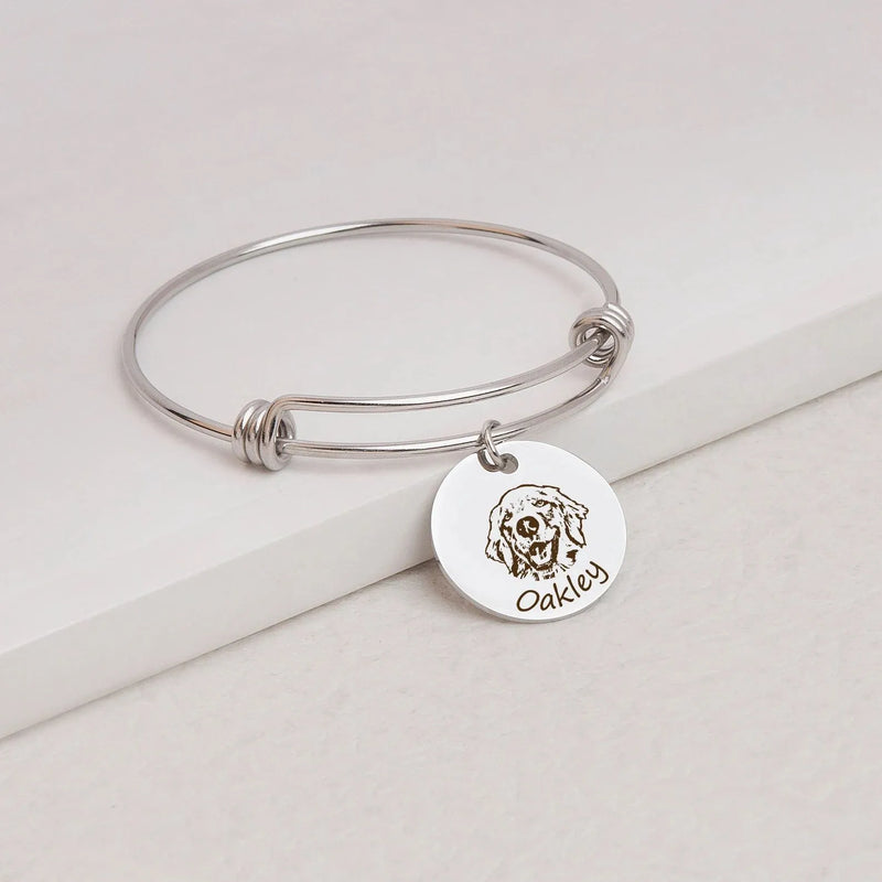Pet Bracelet Personalized - Dog Bracelet Pet Memorial Jewelry - Pet Portrait Custom Gift for Pet Lover Pet Loss Gift