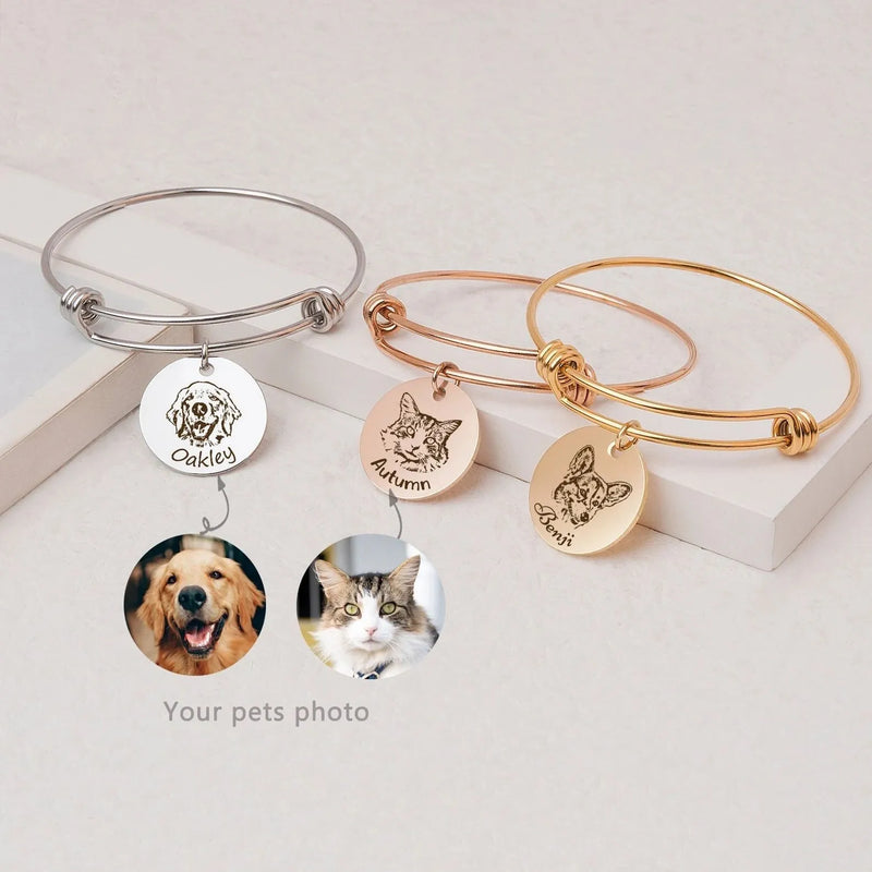 Pet Bracelet Personalized - Dog Bracelet Pet Memorial Jewelry - Pet Portrait Custom Gift for Pet Lover Pet Loss Gift