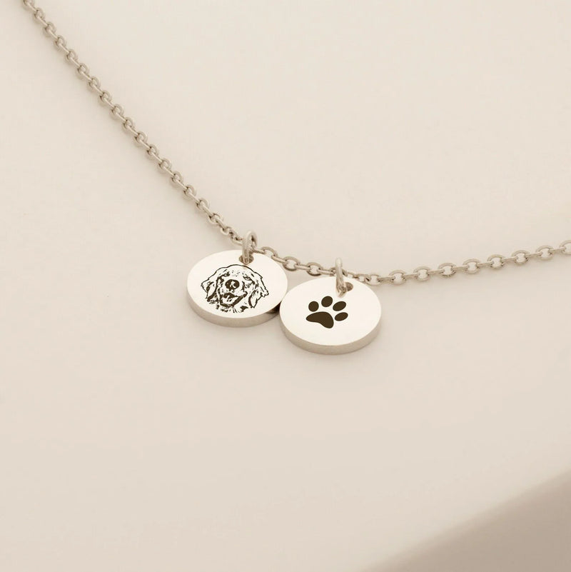 Mothers Day Gifts For Grandma - Pet Portrait Custom - Engraved Your Pet Portrait Necklace - Pet Mini Charms Necklace for Pet Lover