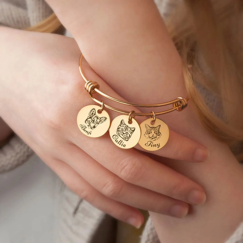 Gifts for Cat Lover - Cat Bracelet - Custom Pet Portrait Bracelet - Pet Memorial Bracelet -Pet Jewelry Grandma Gift Mothers Day Jewelry