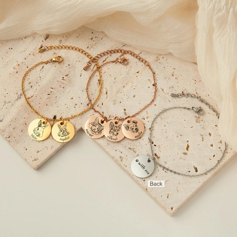 Pet Bracelet - Custom Pet Portrait - Dog Bracelet Personalized Gift - Pet Loss of Dog Memorial Gift - Cat Dog Mom Handmade Gift