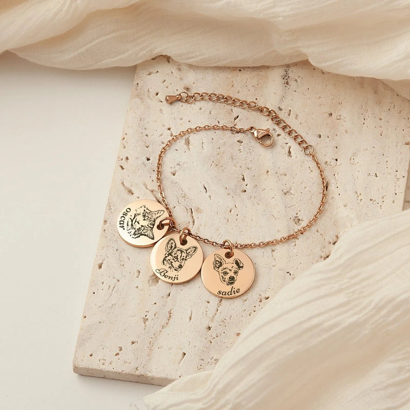 Pet Bracelet - Custom Pet Portrait - Dog Bracelet Personalized Gift - Pet Loss of Dog Memorial Gift - Cat Dog Mom Handmade Gift