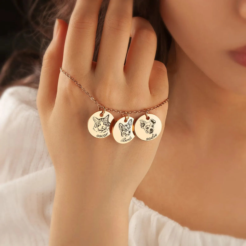 Pet Bracelet - Custom Pet Portrait - Dog Bracelet Personalized Gift - Pet Loss of Dog Memorial Gift - Cat Dog Mom Handmade Gift