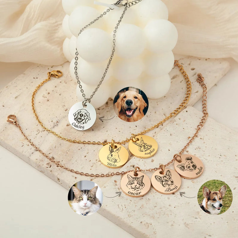 Pet Bracelet - Custom Pet Portrait - Dog Bracelet Personalized Gift - Pet Loss of Dog Memorial Gift - Cat Dog Mom Handmade Gift