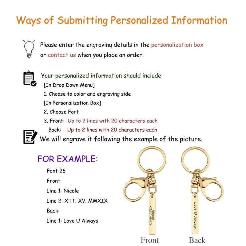 Memorial Gift Custom Fingerprint Keychain - Personalized Handwriting Keychain - Stainless Steel Keychain Vertical Bar Keychain Gifts for Dad