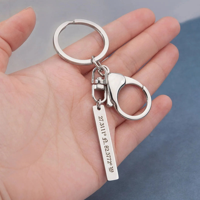 Memorial Gift Custom Fingerprint Keychain - Personalized Handwriting Keychain - Stainless Steel Keychain Vertical Bar Keychain Gifts for Dad
