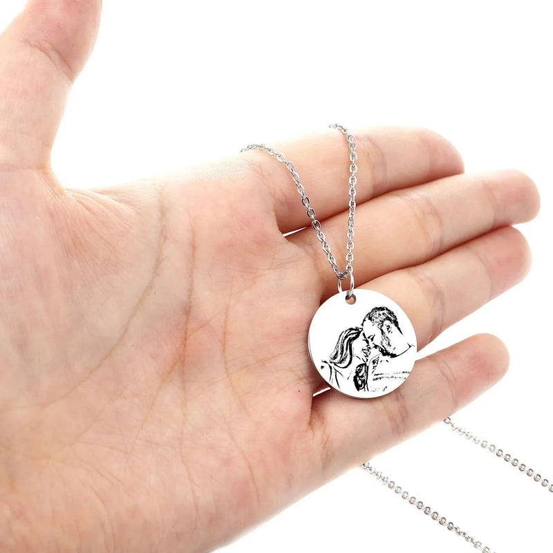 Gift For Mom - Photo Engraved Necklace - Mother and Daughter Photo Necklace - Mother and Child Necklace Personalized Mothers Day Portrait