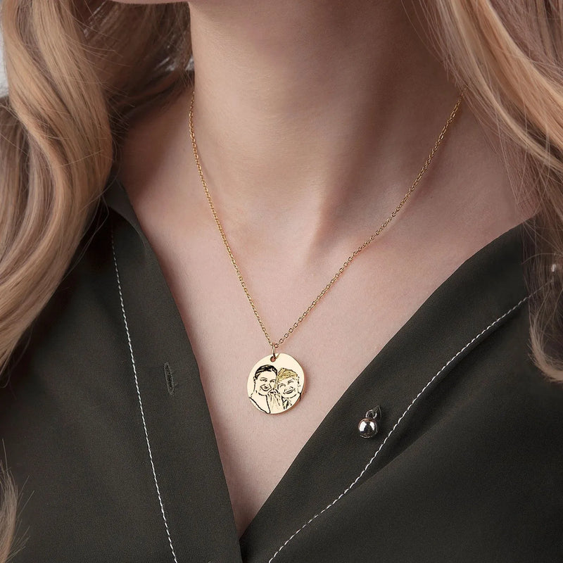 Gift For Mom - Photo Engraved Necklace - Mother and Daughter Photo Necklace - Mother and Child Necklace Personalized Mothers Day Portrait