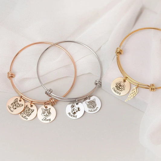 Pet Bracelet Personalized - Pet Memorial Bracelet with Angel Wing Charm - Custom Pet Memorial Jewelry Mothers Day Gift for Grandma