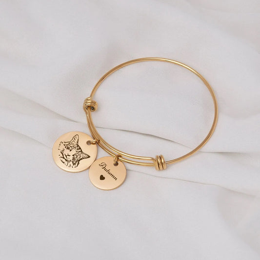 Dog Name Bracelet - Custom Pet Portrait - Pet Loss of Dog Memorial Gift - Dog Portrait Bracelet - Pet Memorial Gift - Grandma Gift