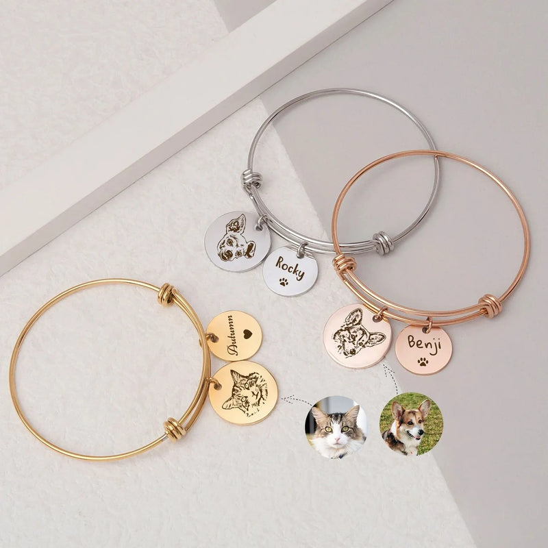 Dog Name Bracelet - Custom Pet Portrait - Pet Loss of Dog Memorial Gift - Dog Portrait Bracelet - Pet Memorial Gift - Grandma Gift