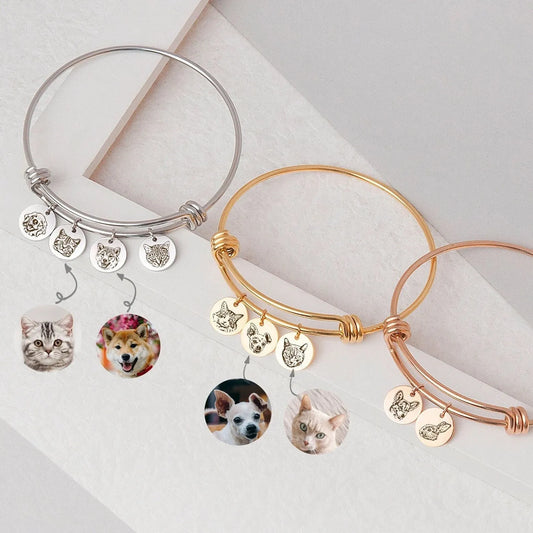 Pet Bracelet Personalized - Pet Portrait Custom - Dog Memorial Bracelet - Custom Bracelets Handmade Gift Dog Mom Cat Mom Mothers Day Gifts