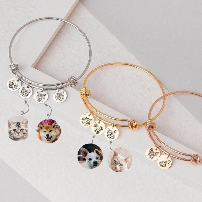 Pet Bracelet Personalized - Pet Portrait Custom - Dog Memorial Bracelet - Custom Bracelets Handmade Gift Dog Mom Cat Mom Mothers Day Gifts