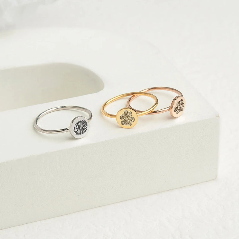 Pet Memorial Gift - Dog Ring - Custom Paw Print Ring - Engraved Nose Print Jewelry - Pet Lover Gift - Gifts for Dog Mom