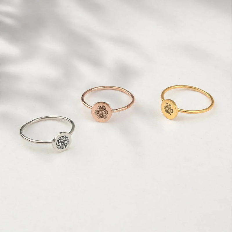 Pet Memorial Gift - Dog Ring - Custom Paw Print Ring - Engraved Nose Print Jewelry - Pet Lover Gift - Gifts for Dog Mom