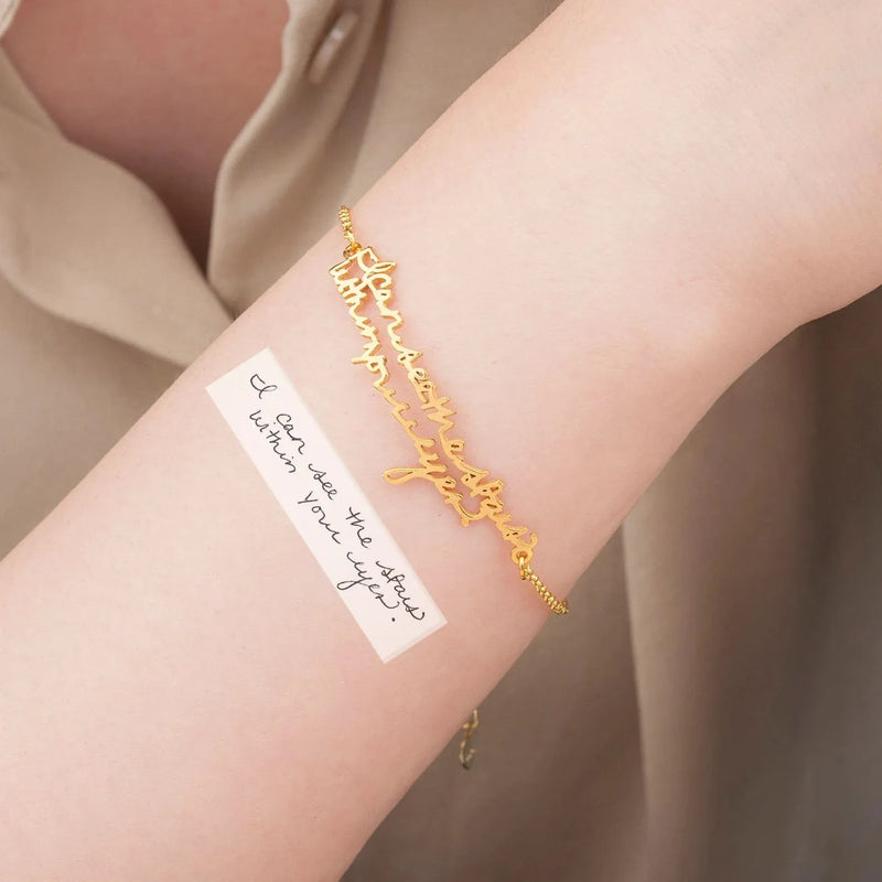 Handwriting Bracelet - Custom Actual Handwriting Jewelry - Handwriting Keepsake Personalized Memorial Gift - Grandma Gift Mom Gift