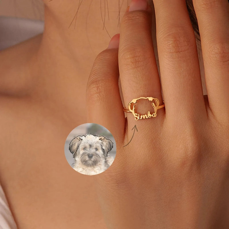 Dog Name Ring | Dog Ears Ring| Custom Pet Name Ring | Personalized Dog Ears | Gift for Pet Lover| Mothers Day Gifts