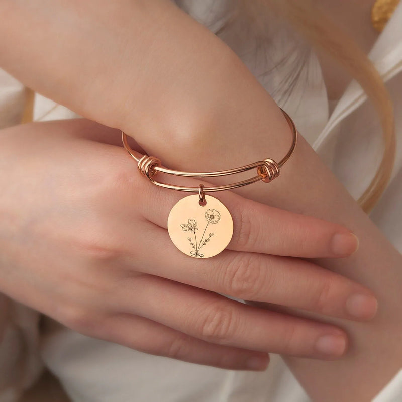 Gift for Best Friend - Birth Flower Bracelet - Combined Bouquet Flower Bracelet Custom - Birth Flower Bracelet Gift for Her