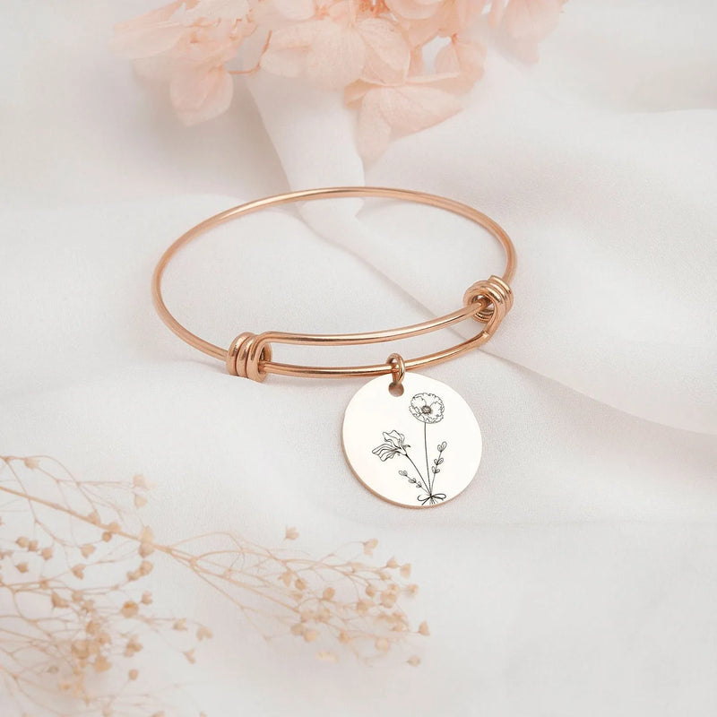 Gift for Best Friend - Birth Flower Bracelet - Combined Bouquet Flower Bracelet Custom - Birth Flower Bracelet Gift for Her