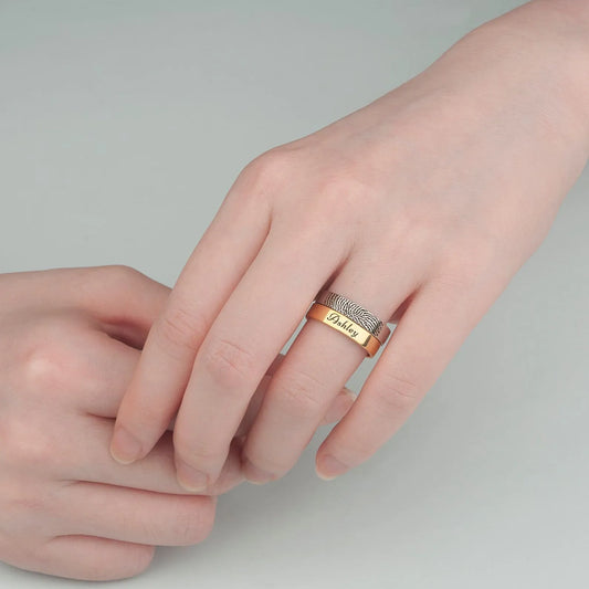 Memorial Gift - Fingerprint Ring - Engraved Ring with Actual Fingerprint - Thumb Print Memorial Jewelry Personalized - Custom Memorial Ring