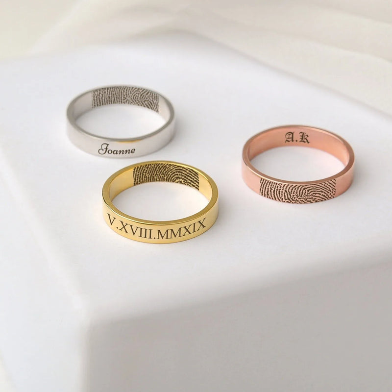 Memorial Gift - Fingerprint Ring - Engraved Ring with Actual Fingerprint - Thumb Print Memorial Jewelry Personalized - Custom Memorial Ring