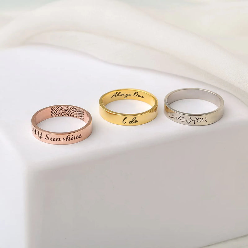 Memorial Gift - Fingerprint Ring - Engraved Ring with Actual Fingerprint - Thumb Print Memorial Jewelry Personalized - Custom Memorial Ring