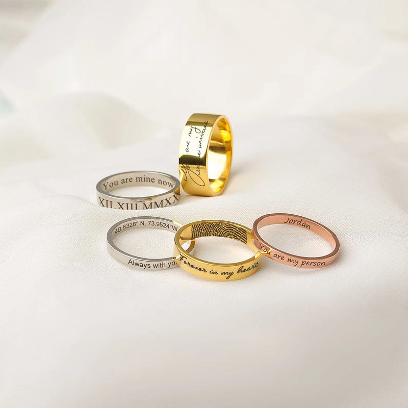 Memorial Gift - Fingerprint Ring - Engraved Ring with Actual Fingerprint - Thumb Print Memorial Jewelry Personalized - Custom Memorial Ring