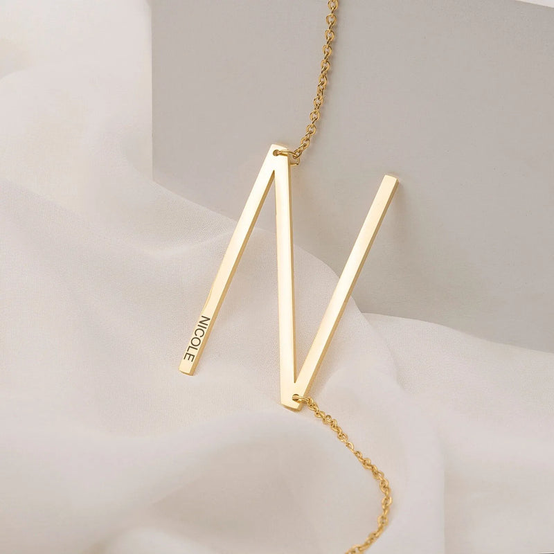 Girl Graduation Gifts - Large Letter Necklace - Letter Name Personalized - Sideways Initial Necklace Oversized Granddaughter Graduation Gift