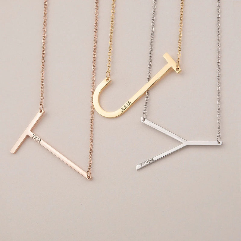 Girl Graduation Gifts - Large Letter Necklace - Letter Name Personalized - Sideways Initial Necklace Oversized Granddaughter Graduation Gift