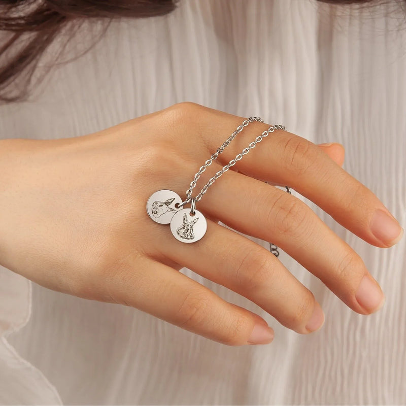 Tiny Charm Pet Bracelet - Pet Portrait Bracelet - Engraved Bunny Charm Bracelet - Birthday Gift for Daughter