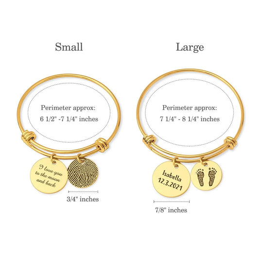 Baby Feet Jewelry Personalized - Engraved Actual Footprint Bracelet - Custom Footprint Bracelet - New Mom Bracelet First Mothers Day Gift