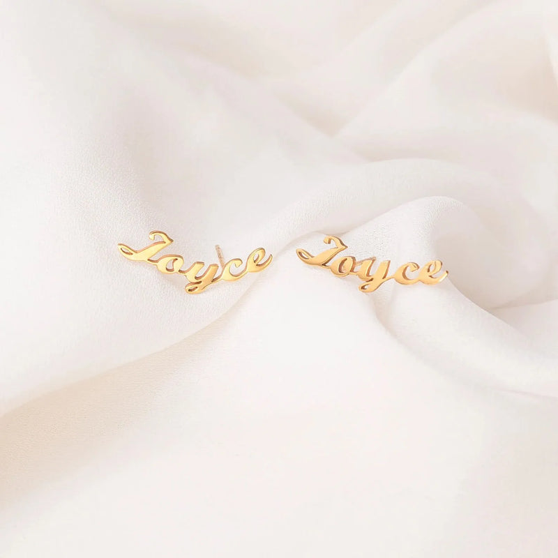 Custom Earrings Gold - Name Earrings - Minimalist Earrings - Personalized Your Name Jewelry - Stud Earring Gift For Her