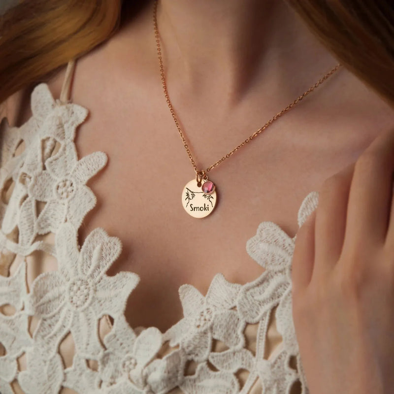 Dog Name Necklace Gold - Engraved Dog Ear Necklace - Pet Necklace Gift for Pet Lovers - Dog Breed Necklace Corgi, Husky, Chihuahua, Pibull