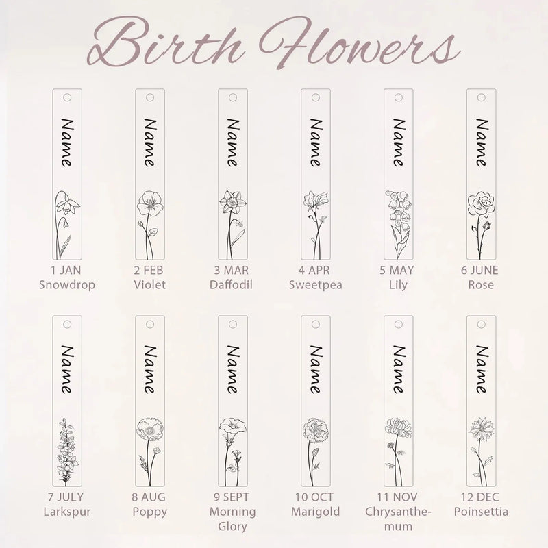 Graduation Gift For Her - Custom Keychain Engraved Back Class of 2024 - Birth Flower Keychain with Name - Keychain for Best Friend Gift