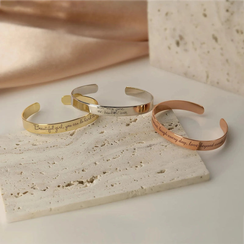 Cuff Bracelet for Women - Cuff Bracelet Engraved - Inspirational Cuff Bracelet - Sterling Silver Bangle Bracelet - Sister Mothers Day