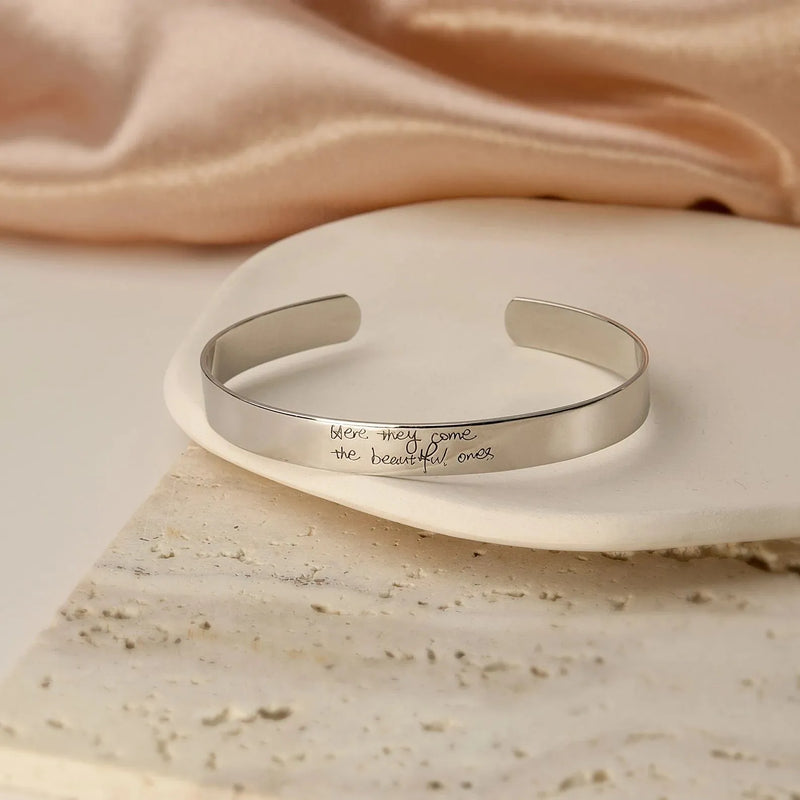 Cuff Bracelet for Women - Cuff Bracelet Engraved - Inspirational Cuff Bracelet - Sterling Silver Bangle Bracelet - Sister Mothers Day