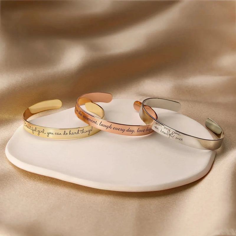 Cuff Bracelet for Women - Cuff Bracelet Engraved - Inspirational Cuff Bracelet - Sterling Silver Bangle Bracelet - Sister Mothers Day