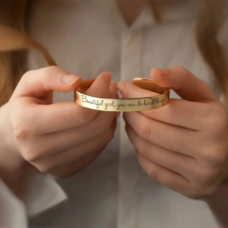 Cuff Bracelet for Women - Cuff Bracelet Engraved - Inspirational Cuff Bracelet - Sterling Silver Bangle Bracelet - Sister Mothers Day