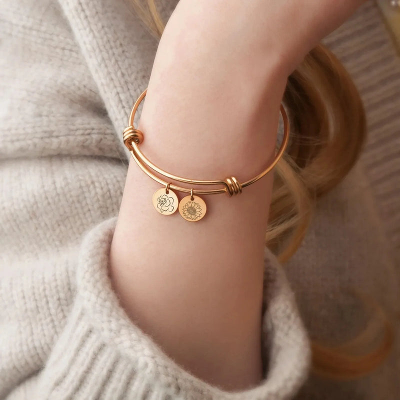 Mothers Day Bracelet - Birth Flower Bracelet Custom - Personalized Birth Flower Jewelry - Grandma Bracelet - Small Charm Flower Bracelet