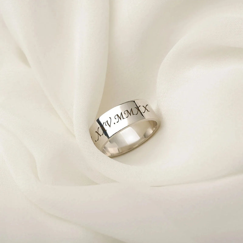 Roman Numeral Ring Men - Ring for Men 925 Sterling Silver - Roman Numeral Ring Custom Numbers - Inside Engraved Ring