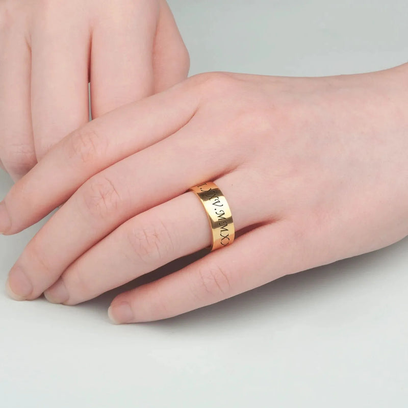 Roman Numeral Ring Men - Ring for Men 925 Sterling Silver - Roman Numeral Ring Custom Numbers - Inside Engraved Ring