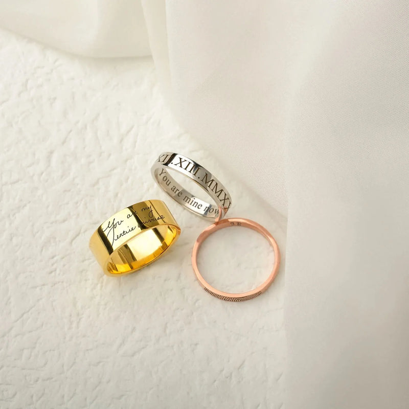 Roman Numeral Ring Men - Ring for Men 925 Sterling Silver - Roman Numeral Ring Custom Numbers - Inside Engraved Ring