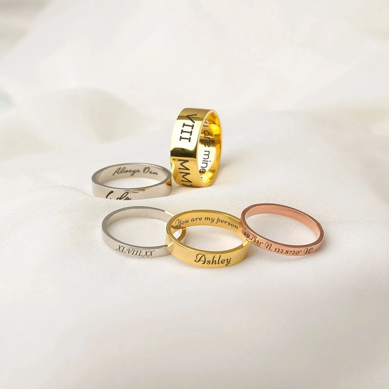 Roman Numeral Ring Men - Ring for Men 925 Sterling Silver - Roman Numeral Ring Custom Numbers - Inside Engraved Ring