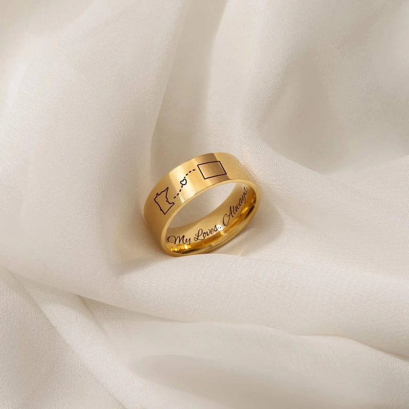 Best Friend Gift - Custom State Ring - Engraved Ring Long Distance Gift Friendship Ring - Personalized College Graduation Gift