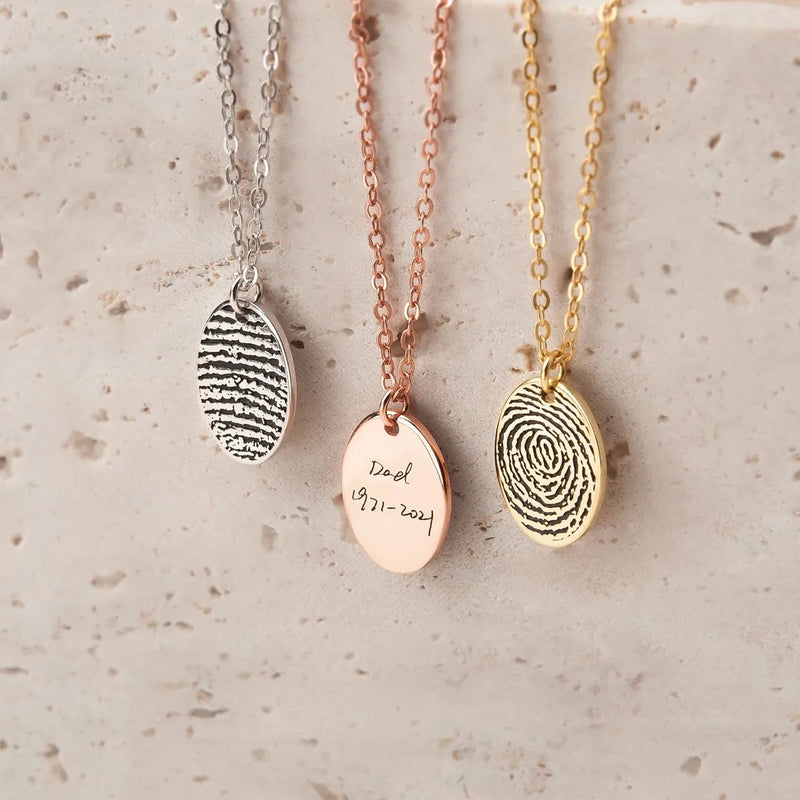 Fingerprint Handwriting Necklace in Sterling Silver - Memorial Fingerprint Jewelry Handwriting Necklace - Memorial Gift - Nana Gifts