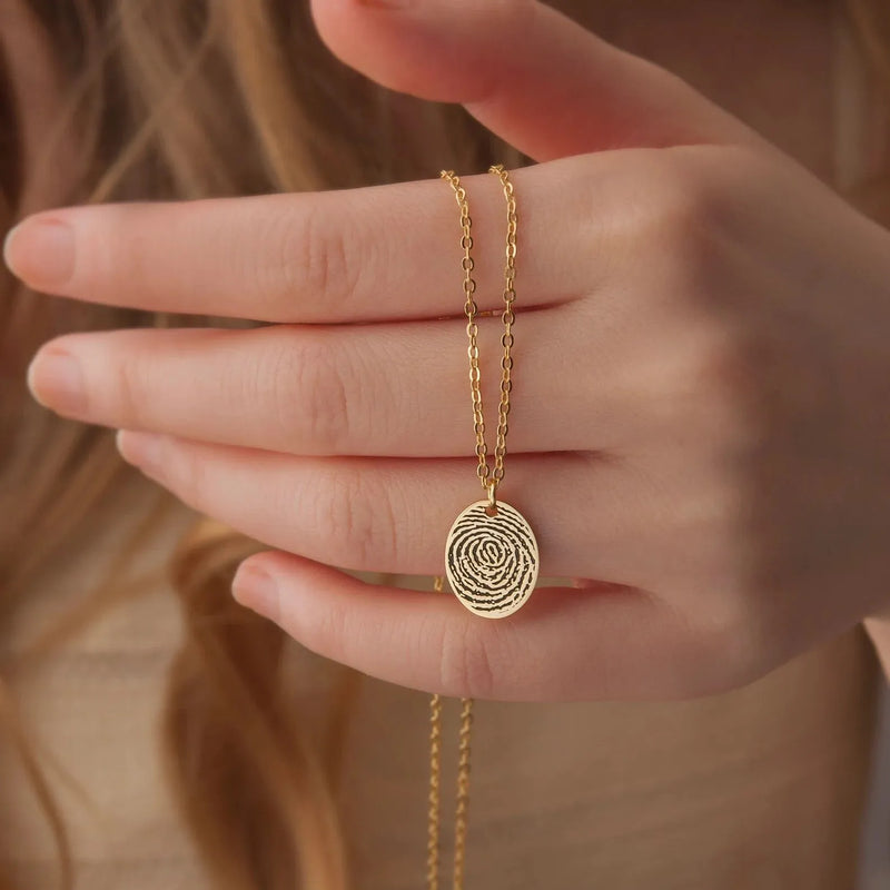 Fingerprint Handwriting Necklace in Sterling Silver - Memorial Fingerprint Jewelry Handwriting Necklace - Memorial Gift - Nana Gifts