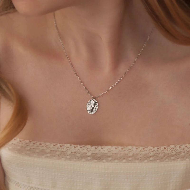 Fingerprint Handwriting Necklace in Sterling Silver - Memorial Fingerprint Jewelry Handwriting Necklace - Memorial Gift - Nana Gifts