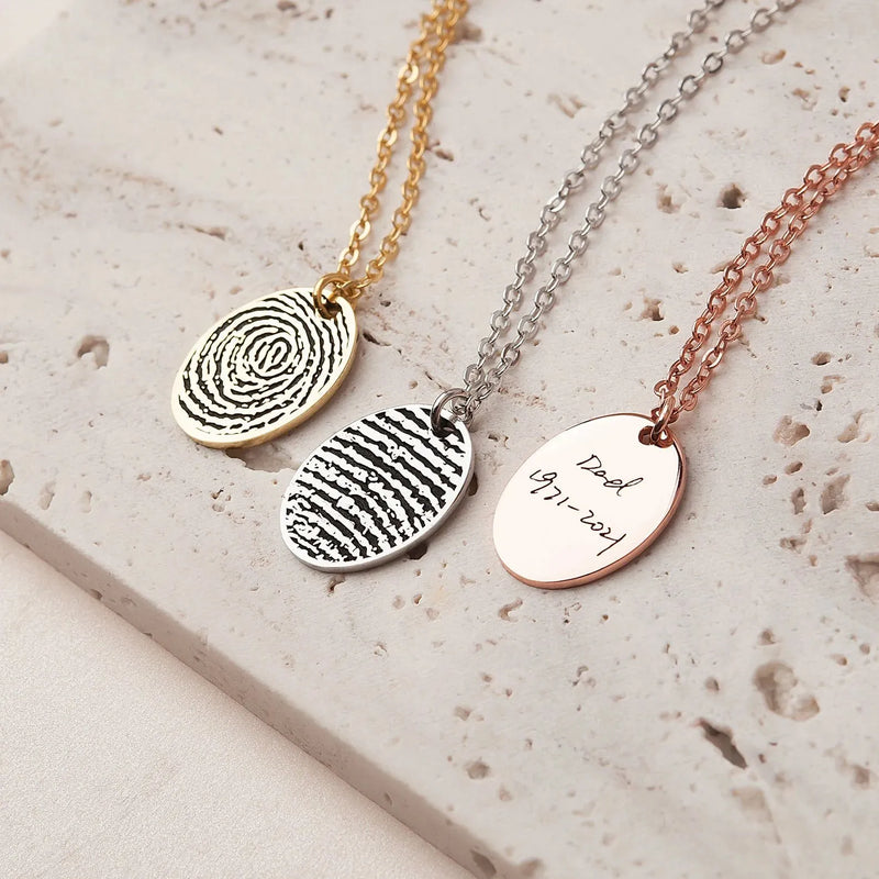 Fingerprint Handwriting Necklace in Sterling Silver - Memorial Fingerprint Jewelry Handwriting Necklace - Memorial Gift - Nana Gifts